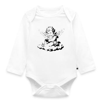 Gambling Cherub – Vintage Angel on Cloud - Organic Longsleeve Baby Bodysuit - white - Front