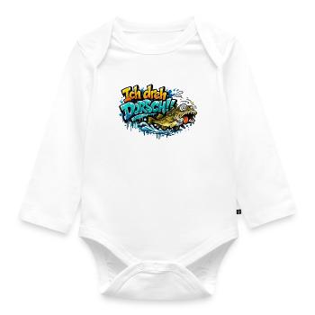 I Shoot Cod Graffiti Fish - Organic Longsleeve Baby Bodysuit - white - Front