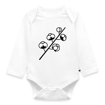 Baumwolle Pflanze Zweig - Baby Bio-Langarm-Body - Weiß - Vorne