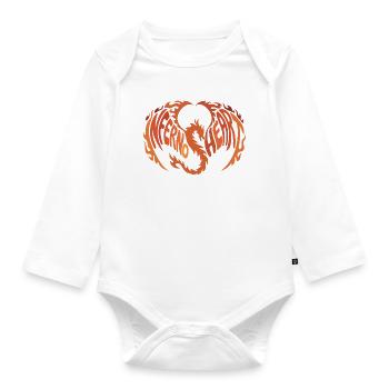 Inferno Herz Flammen-Design - Baby Bio-Langarm-Body - Weiß - Vorne