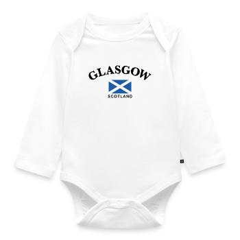 Glasgow, Scotland - Organic Longsleeve Baby Bodysuit - white - Front
