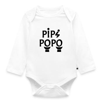 POPO !  - Body Bébé bio manches longues - blanc - Devant