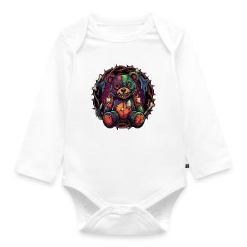 Patchwork Zombie Teddy Broken Horror Teddy Bear - Organic Longsleeve Baby Bodysuit - white - Front
