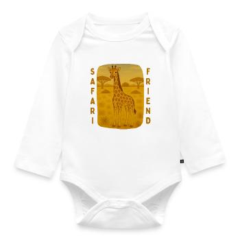 Giraffe in der goldenen Savanne - Baby Bio-Langarm-Body - Weiß - Vorne