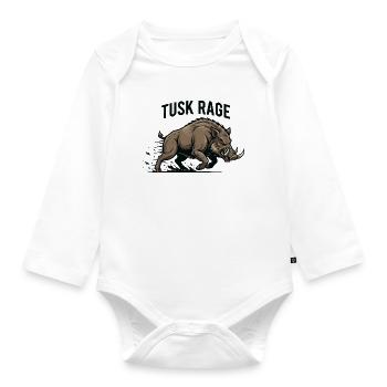 Tusk Rage Wildschweinstärke - Baby Bio-Langarm-Body - Weiß - Vorne