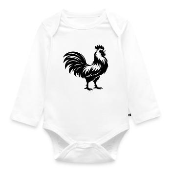Hahn Silhouette - Baby Bio-Langarm-Body - Weiß - Vorne