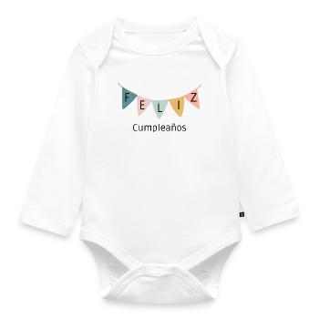 Feliz Cumpleaños Banner-Happy Birthday-All the best - Organic Longsleeve Baby Bodysuit - white - Front