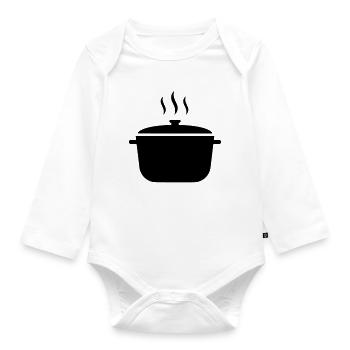 Kochtopf Suppe Dampf Icon - Baby Bio-Langarm-Body - Weiß - Vorne