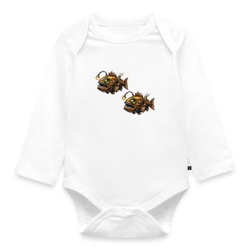 Steampunk Deep Sea Piranhas - Organic Longsleeve Baby Bodysuit - white - Front