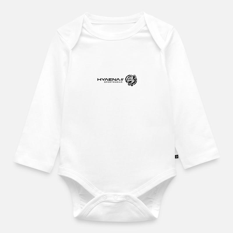 Hyaena Logo Version 4 by TF - Organic Longsleeve Baby Bodysuit - white