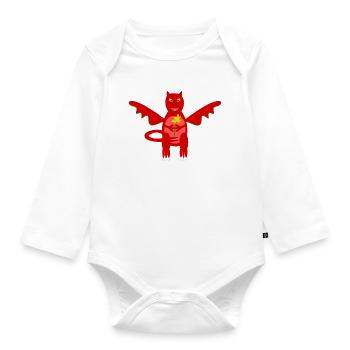 Patriotischer walisischer Drache mit Narzissenblüte - Baby Bio-Langarm-Body - Weiß - Vorne