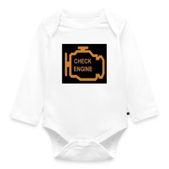 Check Engine Icon in Orange - Organic Longsleeve Baby Bodysuit - white - Front