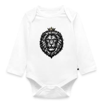 Lion, Lion's Head, Strong, Wild, Proud, Royal - Organic Longsleeve Baby Bodysuit - white - Front