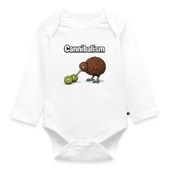 Cannibalism – The Kiwi with Humor | Funny comic - Organic Longsleeve Baby Bodysuit - white - Front