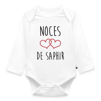 Sapphire Wedding 16 Years of Marriage - Organic Longsleeve Baby Bodysuit - white - Front