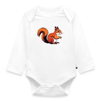 Lebhaftes kleines Eichhörnchen Waldbewohner Motiv - Baby Bio-Langarm-Body - Weiß - Vorne