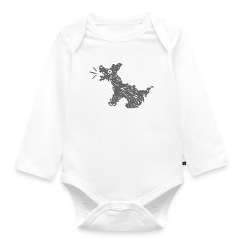 Funny barking dog - Organic Longsleeve Baby Bodysuit - white - Front