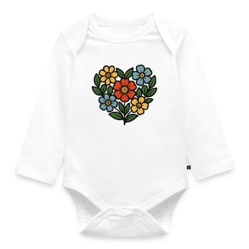 Blumenstrauß Folk-Stil - Baby Bio-Langarm-Body - Weiß - Vorne