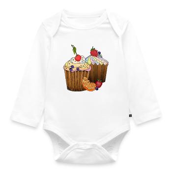 Pasteles - Body orgánico de manga larga para bebé - blanco - delante