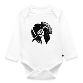 PAINT IT BLACK - black & white - Organic Longsleeve Baby Bodysuit - white - Front