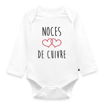 Copper Wedding 32 Years of Happiness - Organic Longsleeve Baby Bodysuit - white - Front
