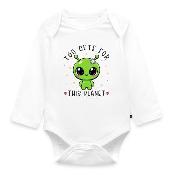 Niedlicher Kawaii Alien Baby Geschenk zur Geburt - Baby Bio-Langarm-Body - Weiß - Vorne