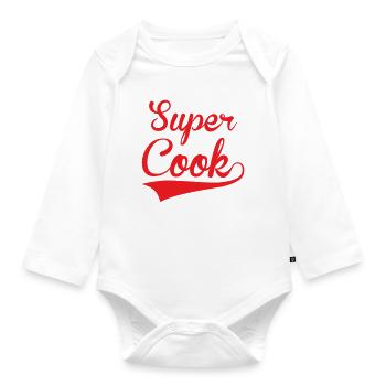 Super Cook: The Master of the Stove - Organic Longsleeve Baby Bodysuit - white - Front