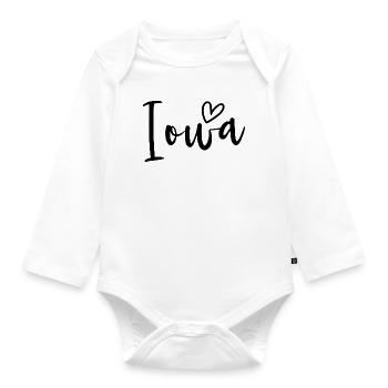 Iowa Heart Women's Love Iowa - Organic Longsleeve Baby Bodysuit - white - Front