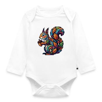 Buntes Eichhörnchen Herbstzauber Nuss Waldbewohner - Baby Bio-Langarm-Body - Weiß - Vorne