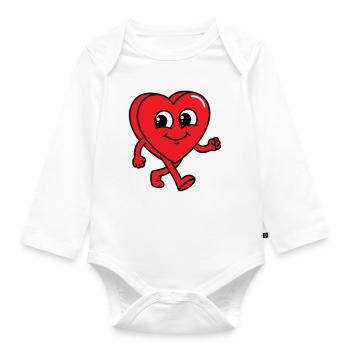 Walking Heart - Organic Longsleeve Baby Bodysuit - white - Front