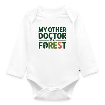 Naturheilkunde Mein anderer Arzt ist ein Wald - Baby Bio-Langarm-Body - Weiß - Vorne