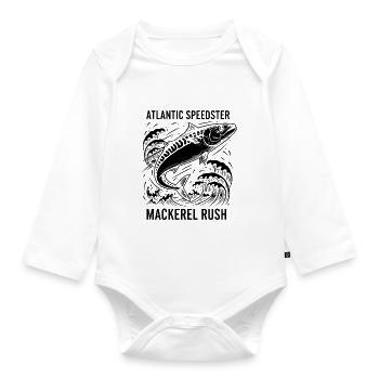 Sea Fishing Mackerel Mackerel Rush - Organic Longsleeve Baby Bodysuit - white - Front