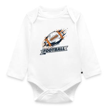 Dynamischer Football Wirbel-Logo - Baby Bio-Langarm-Body - Weiß - Vorne