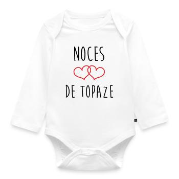 Noces de topaze 44 ans de mariage - Body Bébé bio manches longues - blanc - Devant