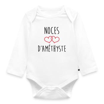 Noces d’améthyste 48 ans de mariage - Body Bébé bio manches longues - blanc - Devant
