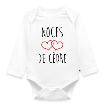 Noces de cèdre – 49 ans de mariage - Body Bébé bio manches longues - blanc - Devant