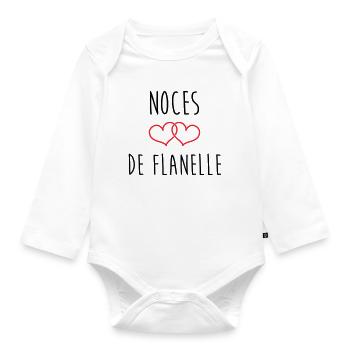 Noces de flanelle – 43 ans de mariage - Body Bébé bio manches longues - blanc - Devant