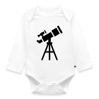 Telescope Silhouette Stars - Organic Longsleeve Baby Bodysuit - white - Front