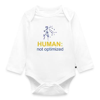 Human: Not Optimized - Organic Longsleeve Baby Bodysuit - white - Front