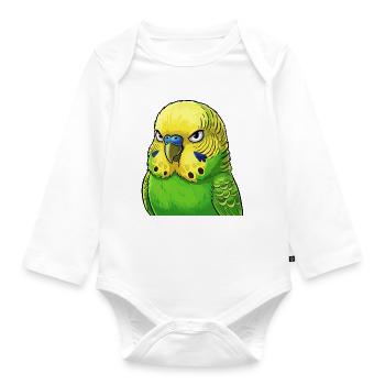 Jaune vert perruche vibrant - Body Bébé bio manches longues - blanc - Devant