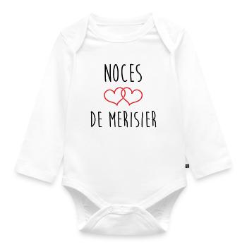 Noces de Merisier 53 ans de mariage - Body Bébé bio manches longues - blanc - Devant