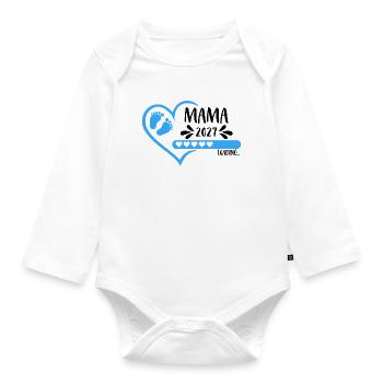 Mom 2027 loading Heart Baby Feet Blue Boy - Organic Longsleeve Baby Bodysuit - white - Front