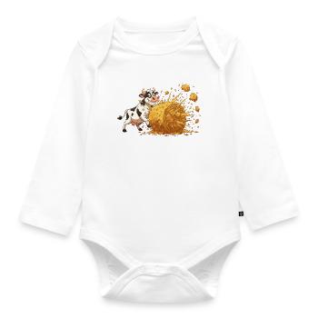 Cow and hay explosion - Organic Longsleeve Baby Bodysuit - white - Front