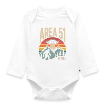 Area 51 Nevada UFO Retro Design - Organic Longsleeve Baby Bodysuit - white - Front