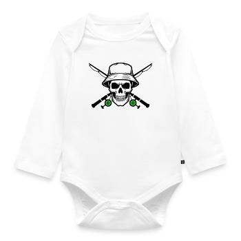 Angler Skull Crossed Rods - Organic Longsleeve Baby Bodysuit - white - Front