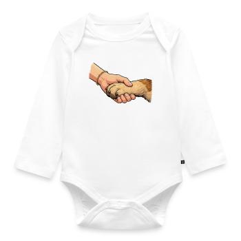 Paw-friendly handshake - Organic Longsleeve Baby Bodysuit - white - Front