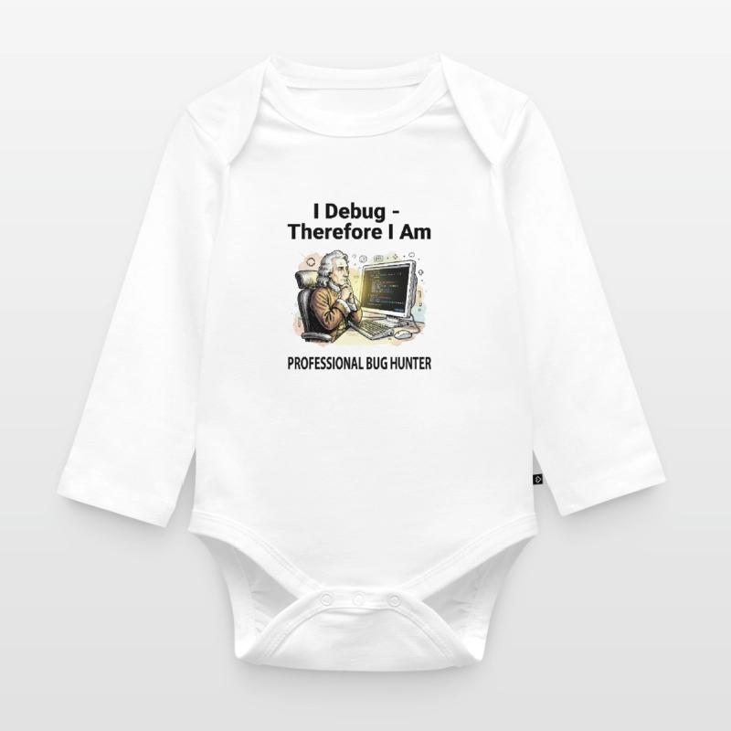 Retro Scholar at Coding Console - light background Organic Longsleeve Baby Bodysuit