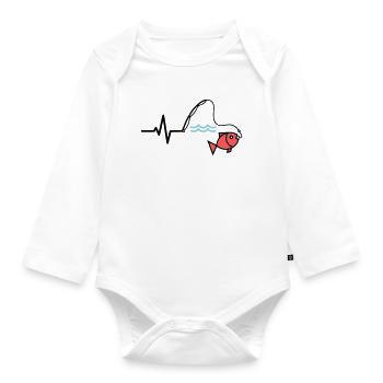 Pulse Fishing Rod Fish Colored - Organic Longsleeve Baby Bodysuit - white - Front