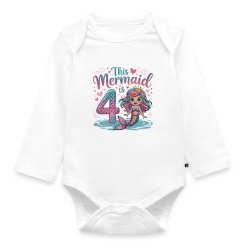 Meerjungfrau 4. Geburtstag 4 Jahre - Baby Bio-Langarm-Body - Weiß - Vorne