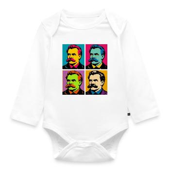 Friedrich Nietzsche Pop Portraits - Organic Longsleeve Baby Bodysuit - white - Front